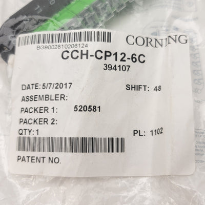 New Corning CCH-CP12-6C Closet Connector Housing Panel, Single-Mode, OS2, 12 Fiber