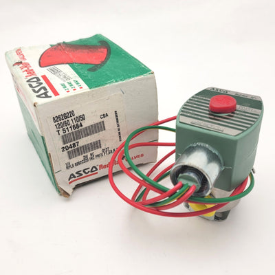 New ASCO 8262G220 Red-Hat Solenoid Valve, 120VAC Coil, 1/4"NPT, N.C., 200psi Max