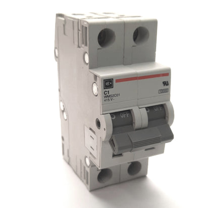 Used Cutler Hammer WMS2C01 Circuit Breaker 2-Pole, C-Curve, 1A 415VAC, DIN Mount