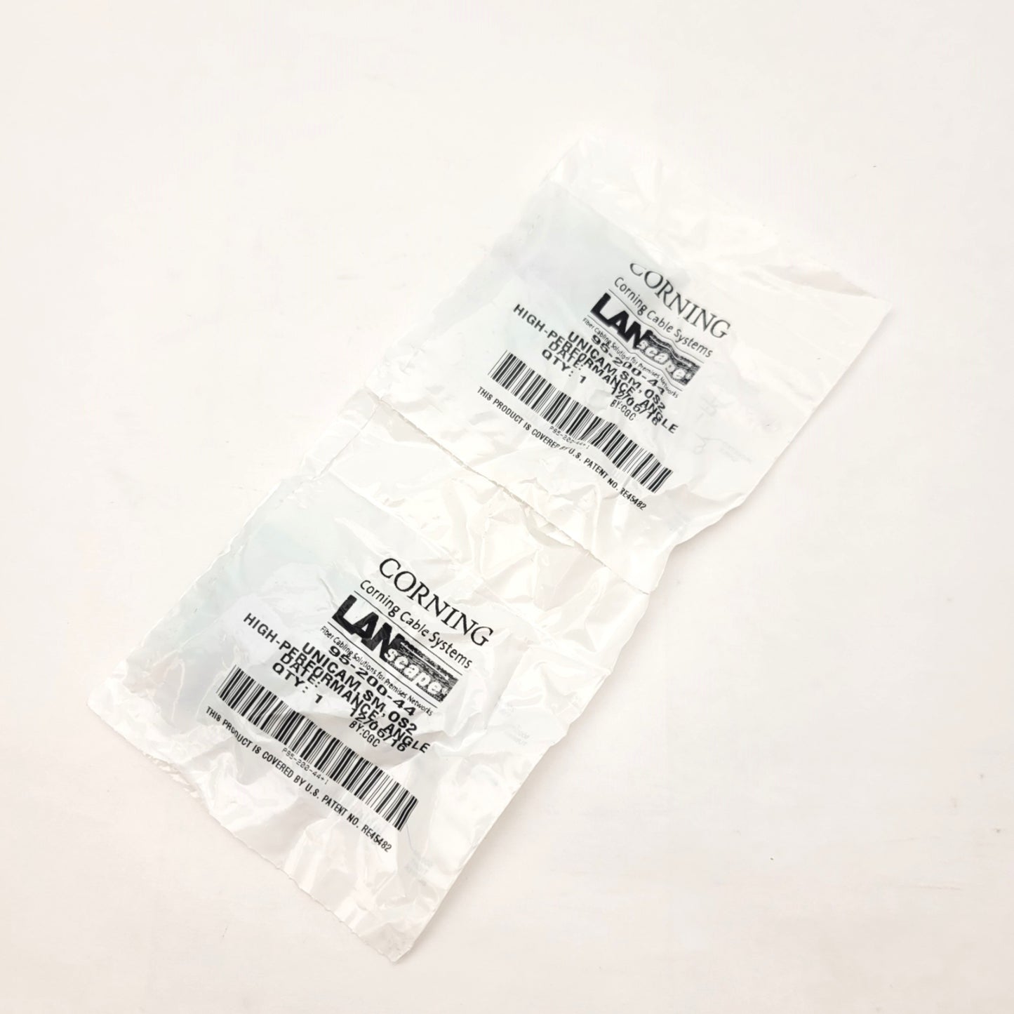 New Lot Of 2 Corning 95-200-44 UniCam Fiber Optic Connectors SC APC Single Mode OS2