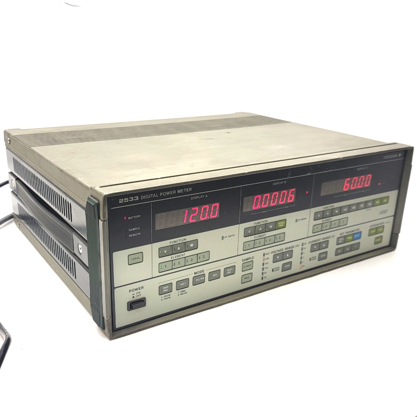 Used Yokogawa 253313 Digital Power Meter 3-Ph 4-Wire AC 3-Input, 3-600VAC, 100mA-30A