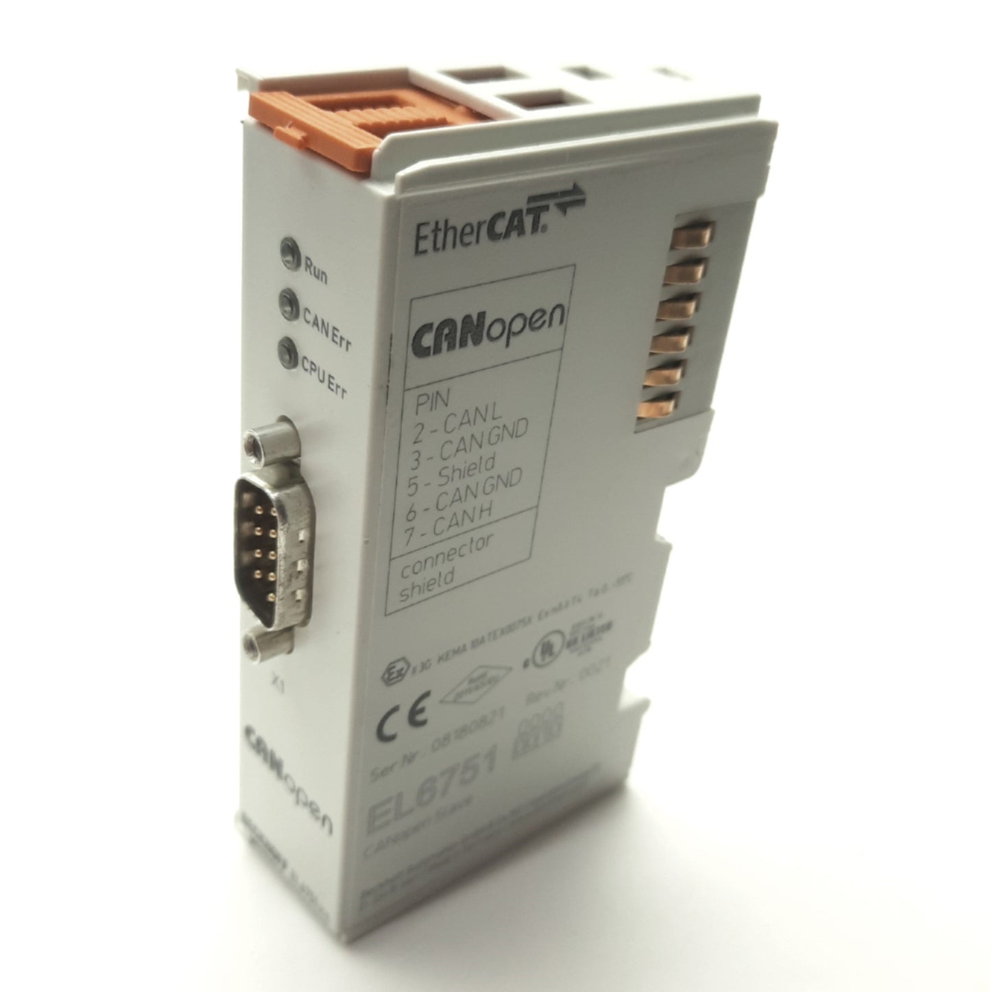 Used Beckhoff EL6751-0010 EtherCAT CANopen Slave Terminal, 9-Pin D-Sub Male