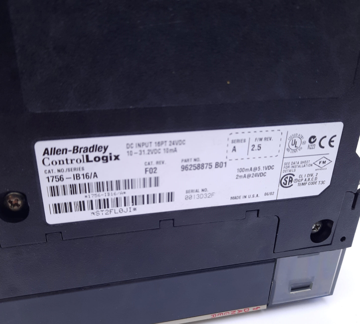 Used Allen Bradley 1756-IB16/A Control Logix DC Input Module 16-Point, 24VDC