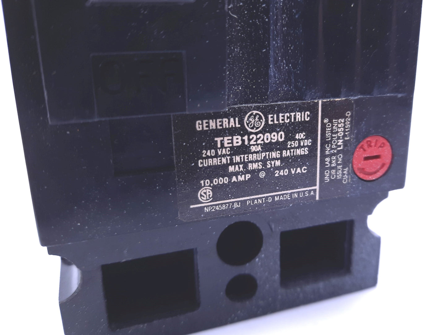 Used General Electric TEB122090 Molded Case Circuit Breaker 240VAC 250VDC 90A