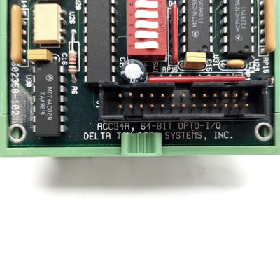 Used Delta Tau ACC-34A Opt 2 64-Bit Opto I/O Breakout Board Sourcing 32 In 32 Out DIN