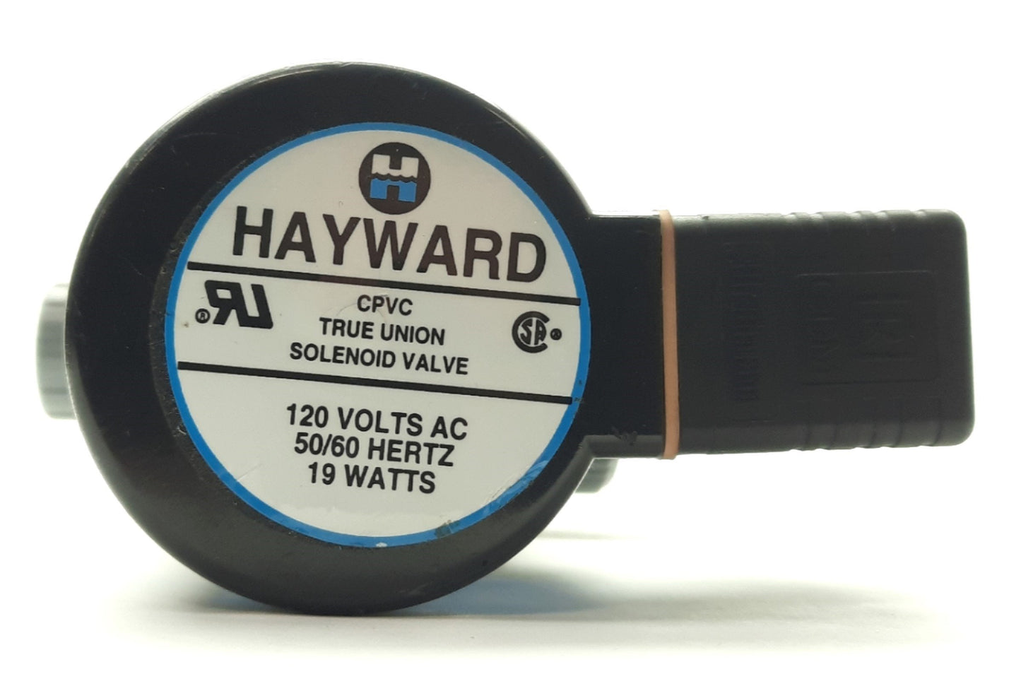 Used Hayward SVX00501 CPVC True Union Solenoid Valve 1-Way NC 1/2"NPT 150PSI 120VAC