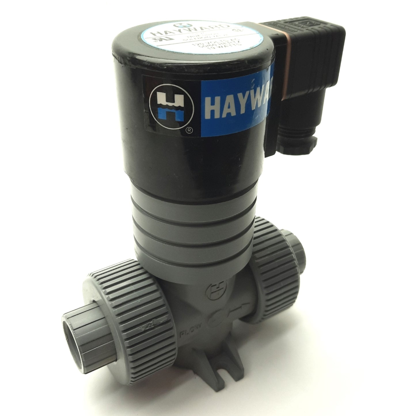 Used Hayward SVX00501 CPVC True Union Solenoid Valve 1-Way NC 1/2"NPT 150PSI 120VAC