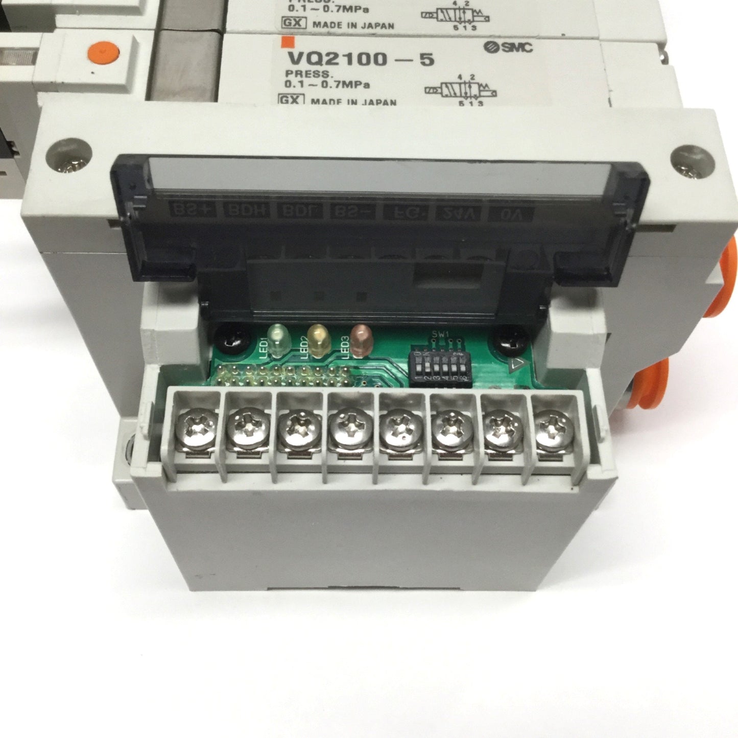 Used SMC VQ2100-5 (x5) Solenoid Valves, 5-Port 2-Pos, 24VDC w/CompoBus Serial Unit