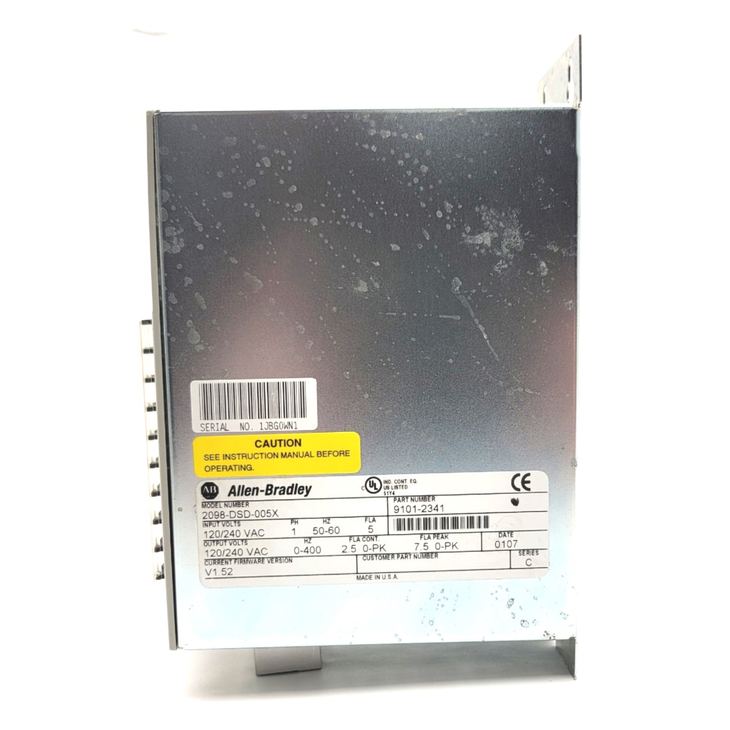 Used Allen Bradley 2098-DSD-005X Ser C FW V1.52 Ultra 3000 Servo Drive, 120/240VAC