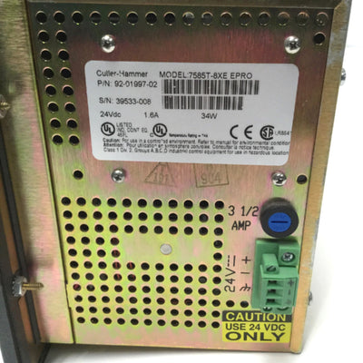Used Eaton 7585T-8XE PanelMate ePro HMI Operator Interface, 8" Touch, 24VDC *Dim LCD*