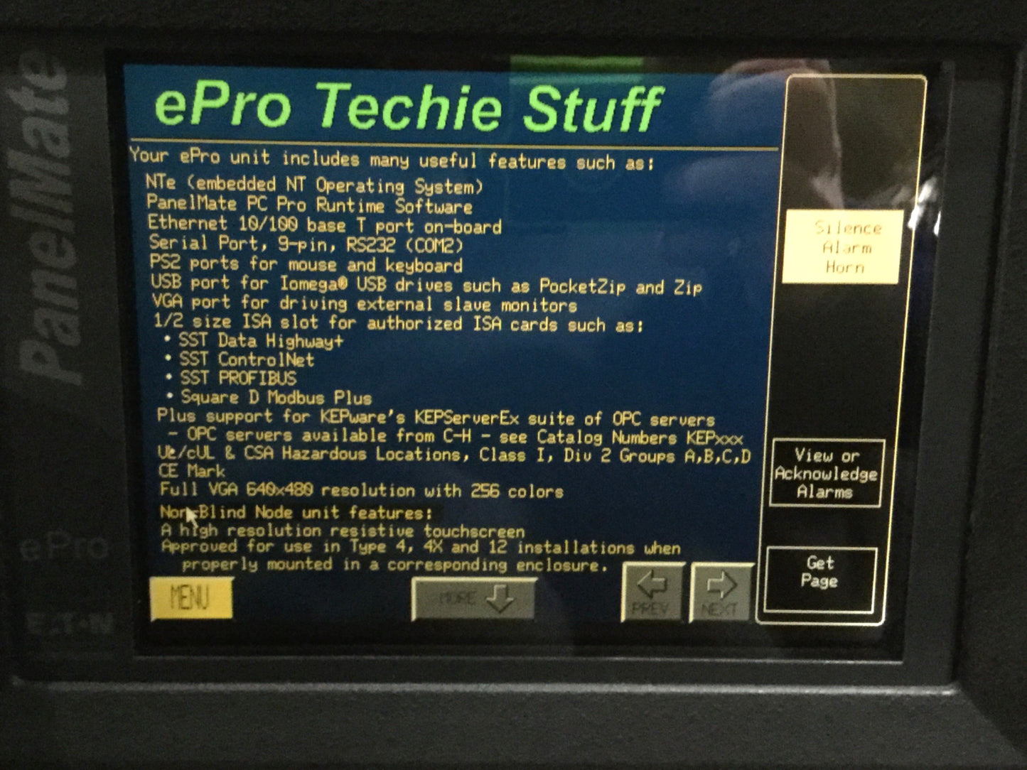 Used Eaton 7585T-8XE PanelMate ePro HMI Operator Interface, 8" Touch, 24VDC *Dim LCD*