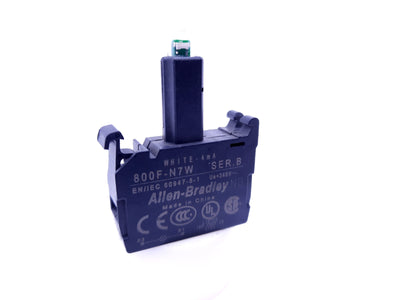 Used Allen Bradley 800F-N7W LED Module Spring Clamp, White 240VAC Latch Mounting