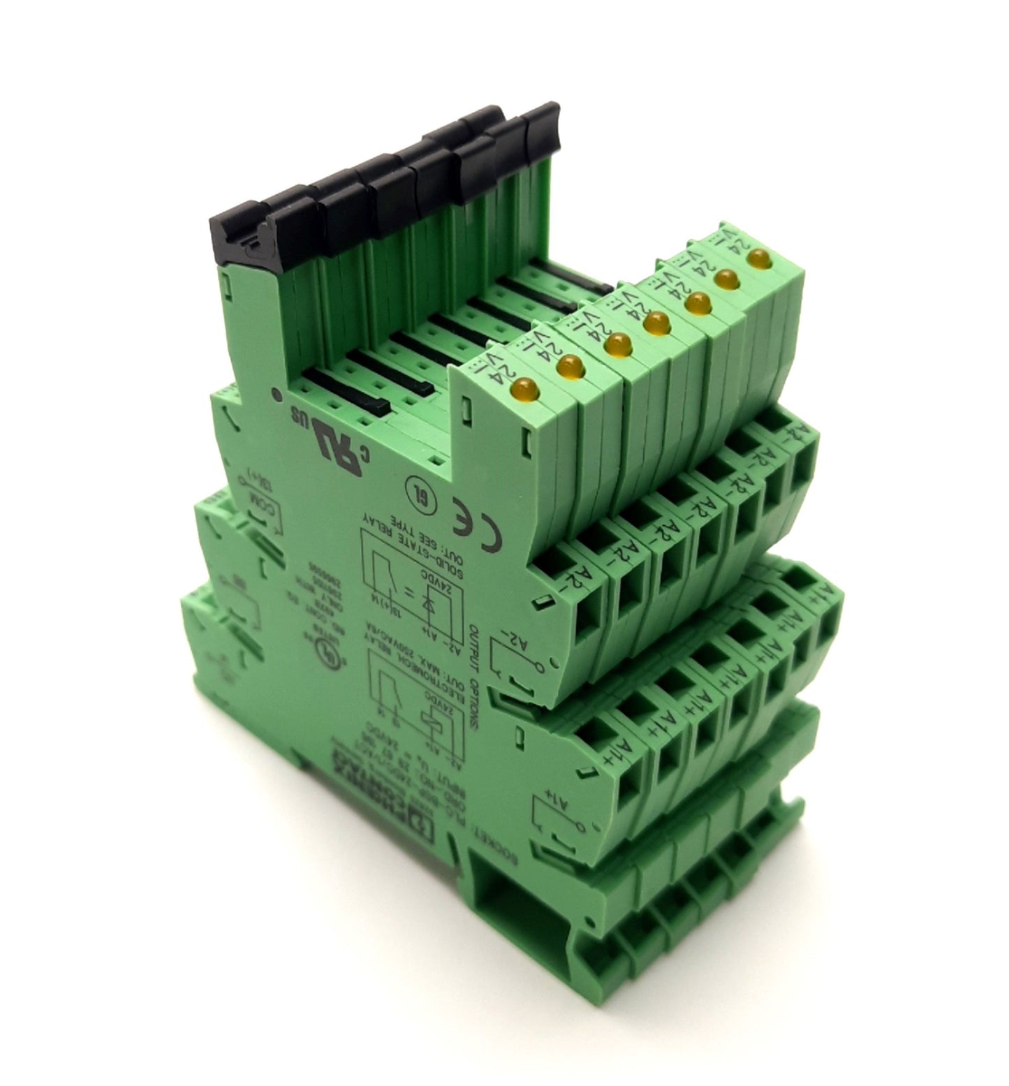 Used Lot of 7 Phoenix Contact PLC-BSP-24DC/1/ACT Relay Base 24v DC Input, NO Contact