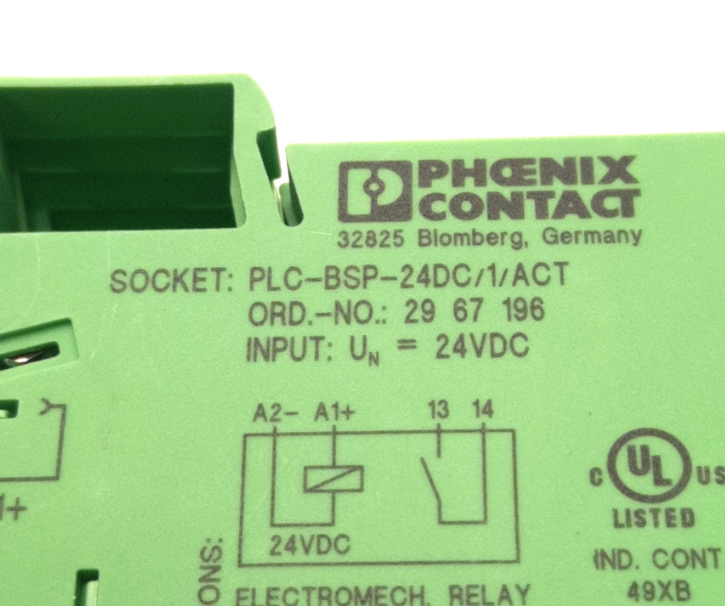 Used Lot of 7 Phoenix Contact PLC-BSP-24DC/1/ACT Relay Base 24v DC Input, NO Contact