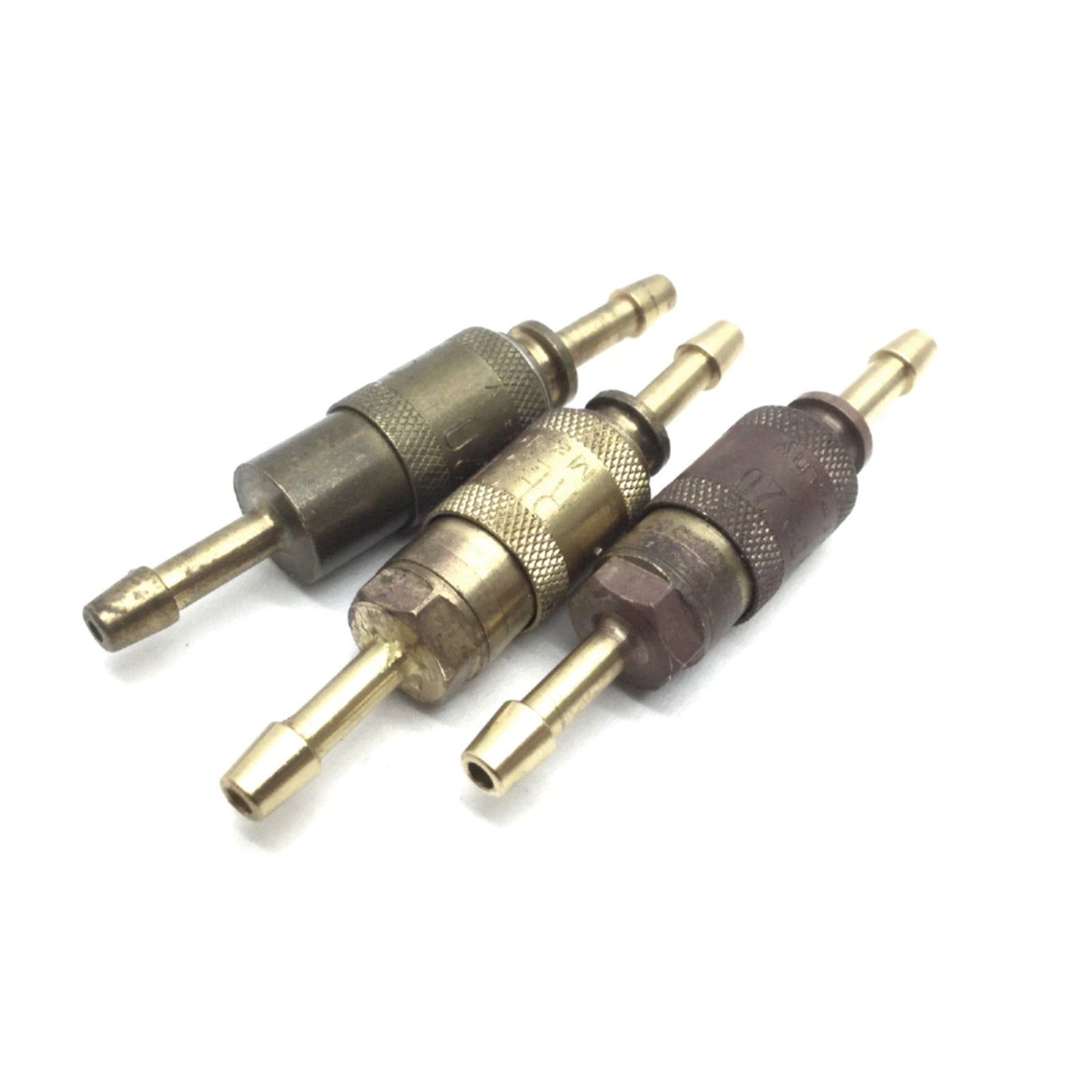 Used Lot of 3 Rectus Type 20 Pneumatic Quick Connect Couplers, 4mm Barb Hose