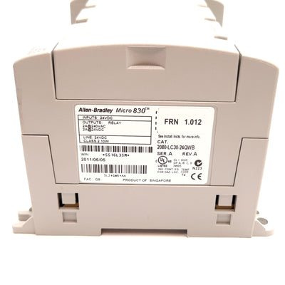 Used Allen Bradley 2080-LC30-24QWB Micro830 I/O Controller, 3-Slot, 14-In 10-Out