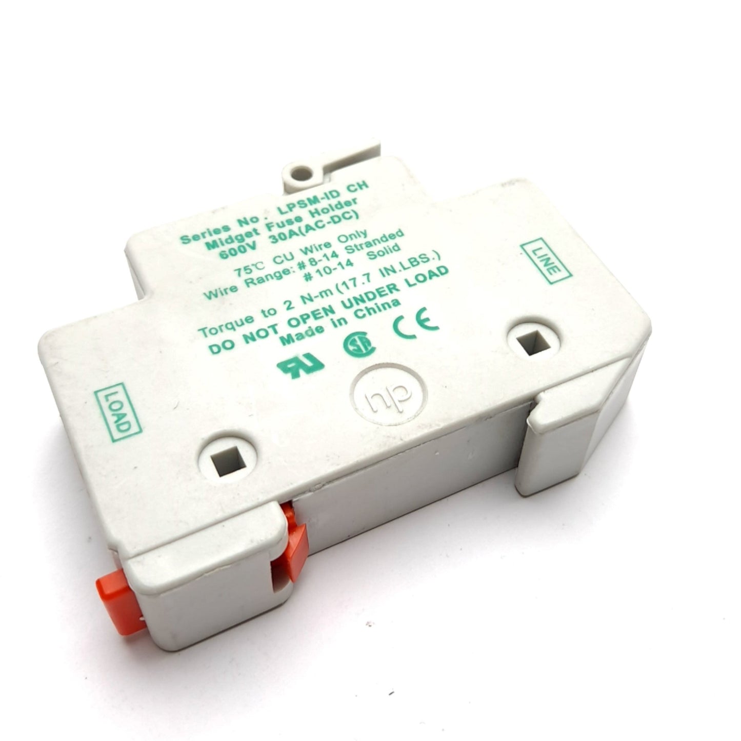 Used Littelfuse LPSM-ID CH POWR-SAFE Midget Fuse Holder, Rating: 600VAC/DC 30A