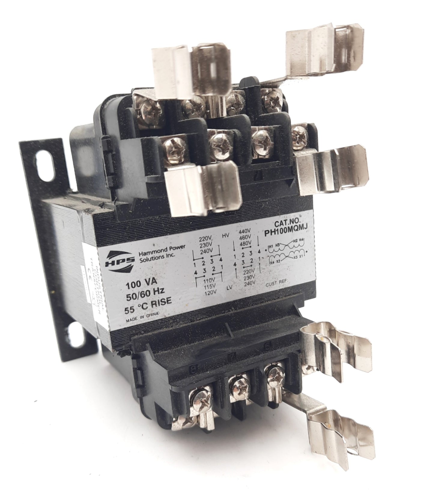 Used Hammond PH100MQMJ 100VA Industrial Control Transformer 240/480V Prim 120/240 Sec