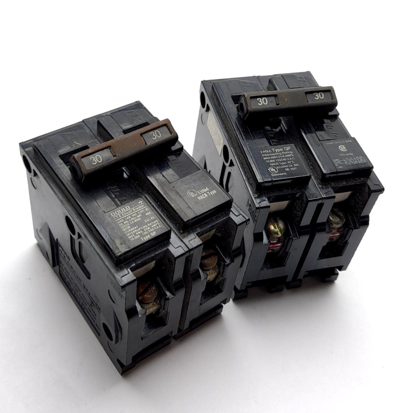 Used Lot of 2 Gould Siemens Q230 ITE Circuit Breaker, 2-Pole, 30A, 120/240VAC
