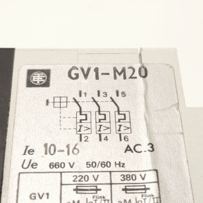 Telemecanique GV1-M20 Motor Starter 10 to 16A, 660v AC, 3-Pole