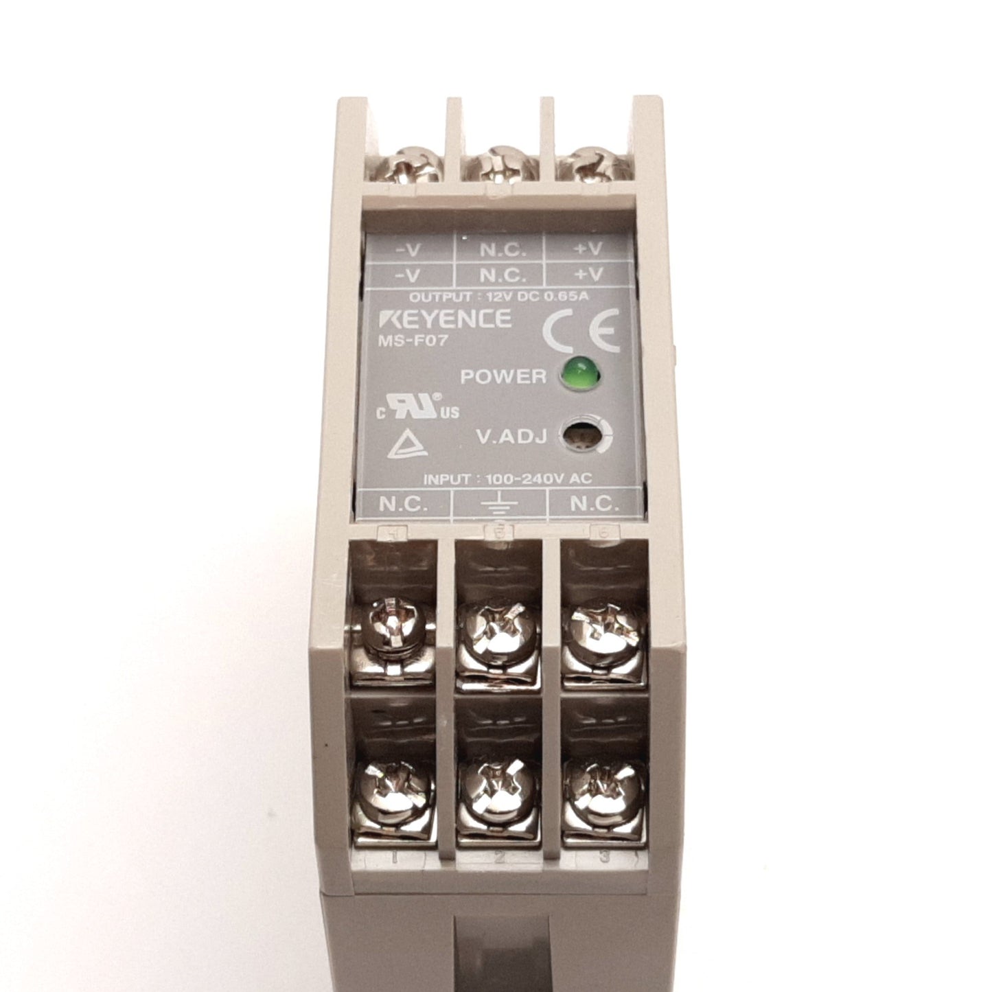 Used Keyence MS-F07 Power Supply, Input: 100-240VAC 0.25A, Output: 12VDC 0.65A