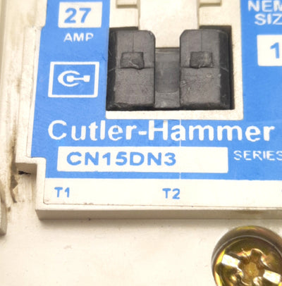 Used Cutler-Hammer CN15DN3 Contactor 120v AC Coil, 27A, 3NO, 3-Pole, 10HP Max