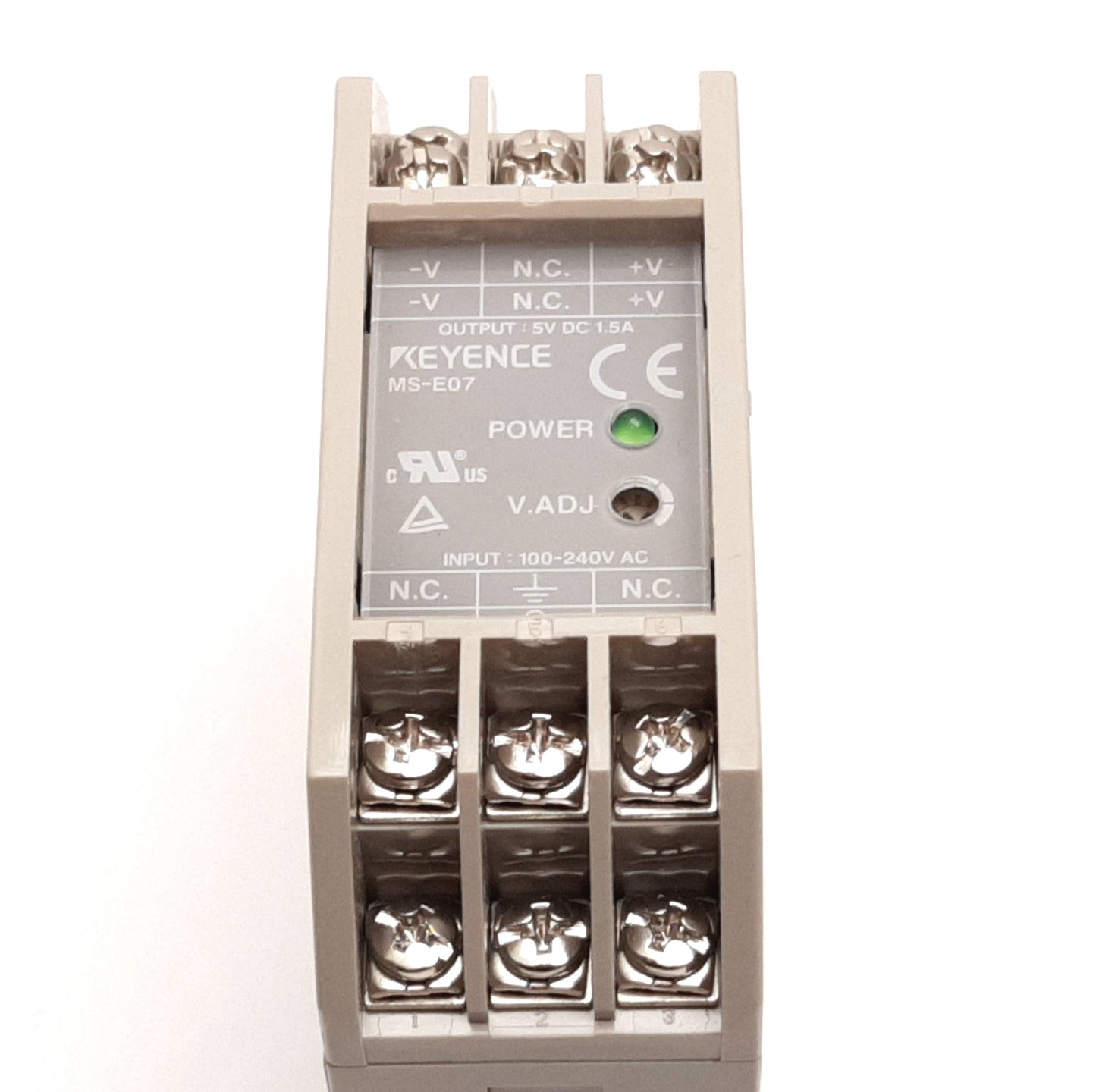 Used Keyence MS-E07 Power Supply, Input: 100-240VAC 0.25A, Output: 5VDC 1.5A