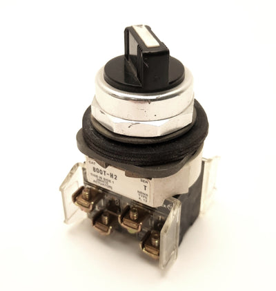 Used Allen Bradley 800T-H2 Selector Switch 2-Position Rotary Maintained Knob 2NO-1NC
