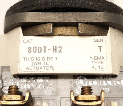 Used Allen Bradley 800T-H2 Selector Switch 2-Position Rotary Maintained Knob 2NO-1NC