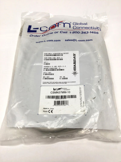Open box L-Com CSMN37MM-10 Molded D-Sub Cable, 37-Pin DB37 Male-to-Male, 10ft Long