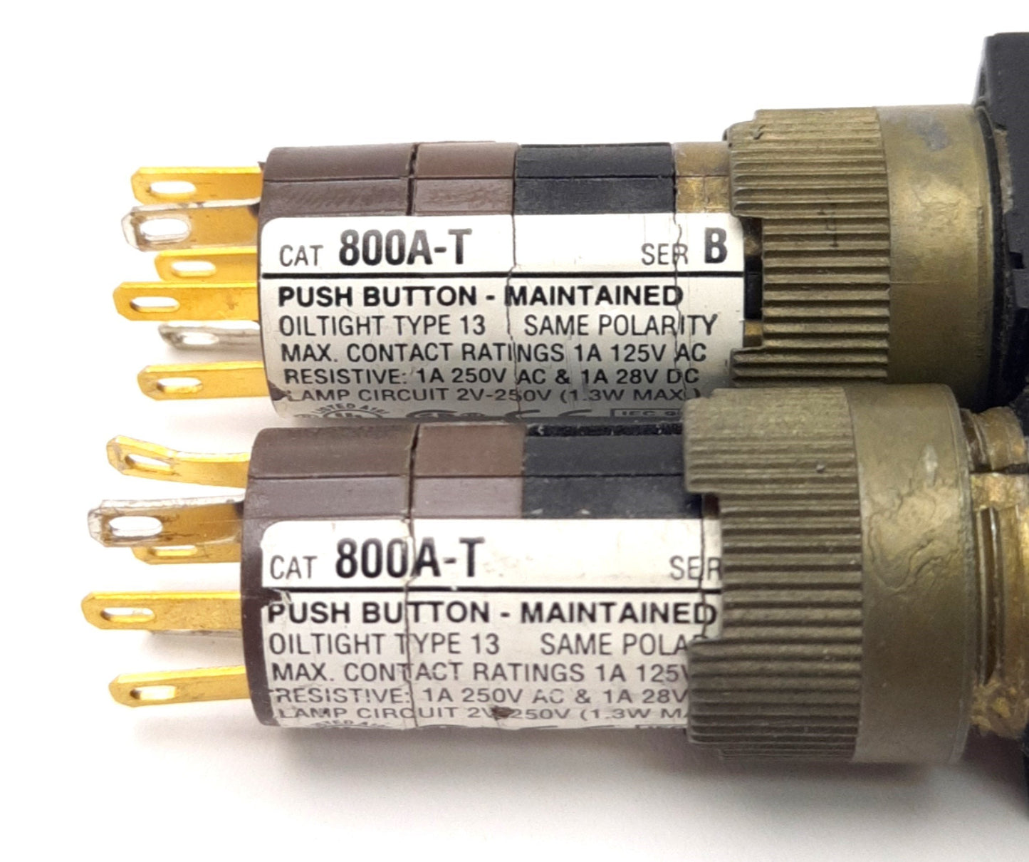 Used Lot of 2 Allen-Bradley 800A-T Illuminated Pushbutton, Maintained, Orange, 125vAC