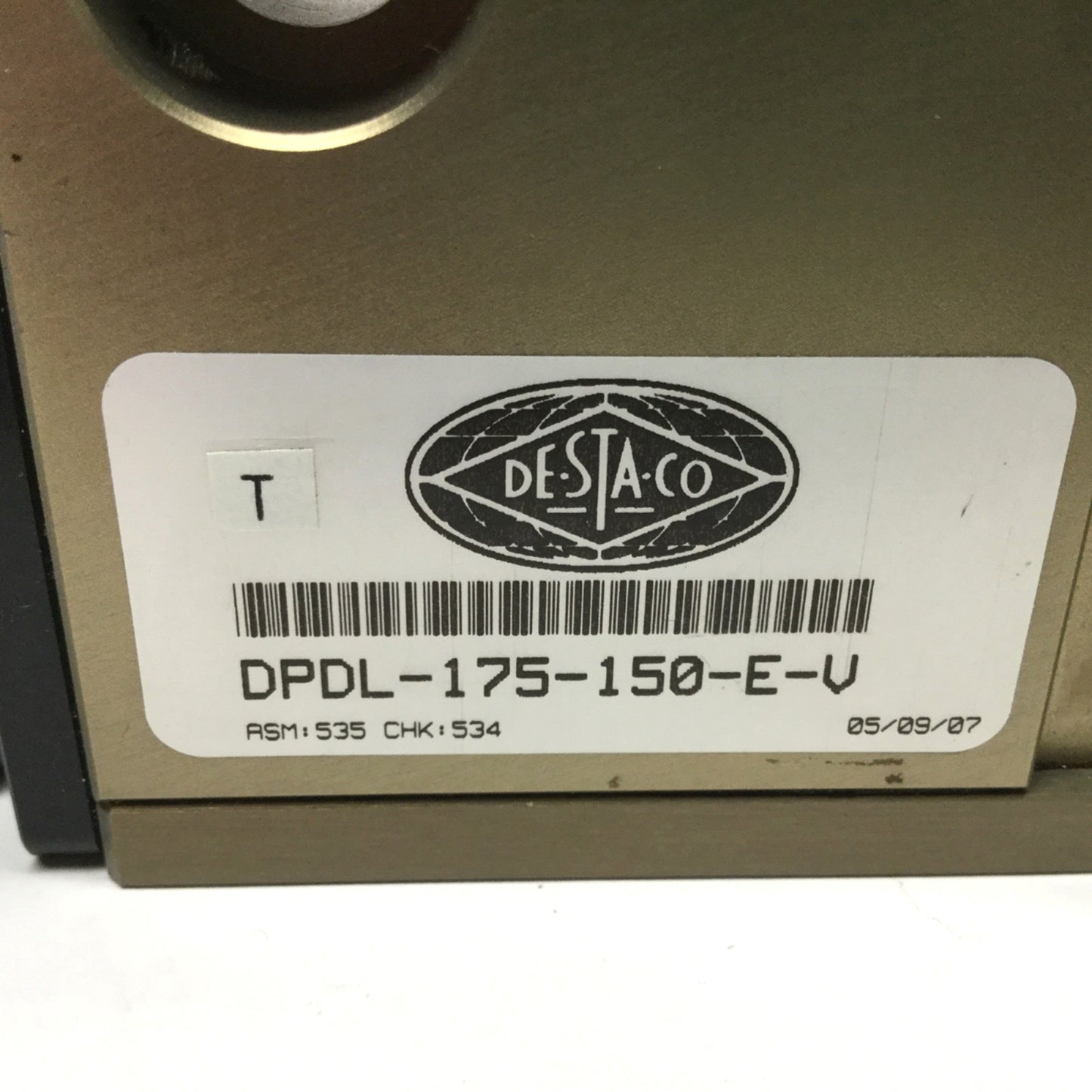 Used Destaco DPDL-175-150-E-V Modular Air Gripper 2-Jaw, 1.5" Stroke, 200lbs @ 100psi