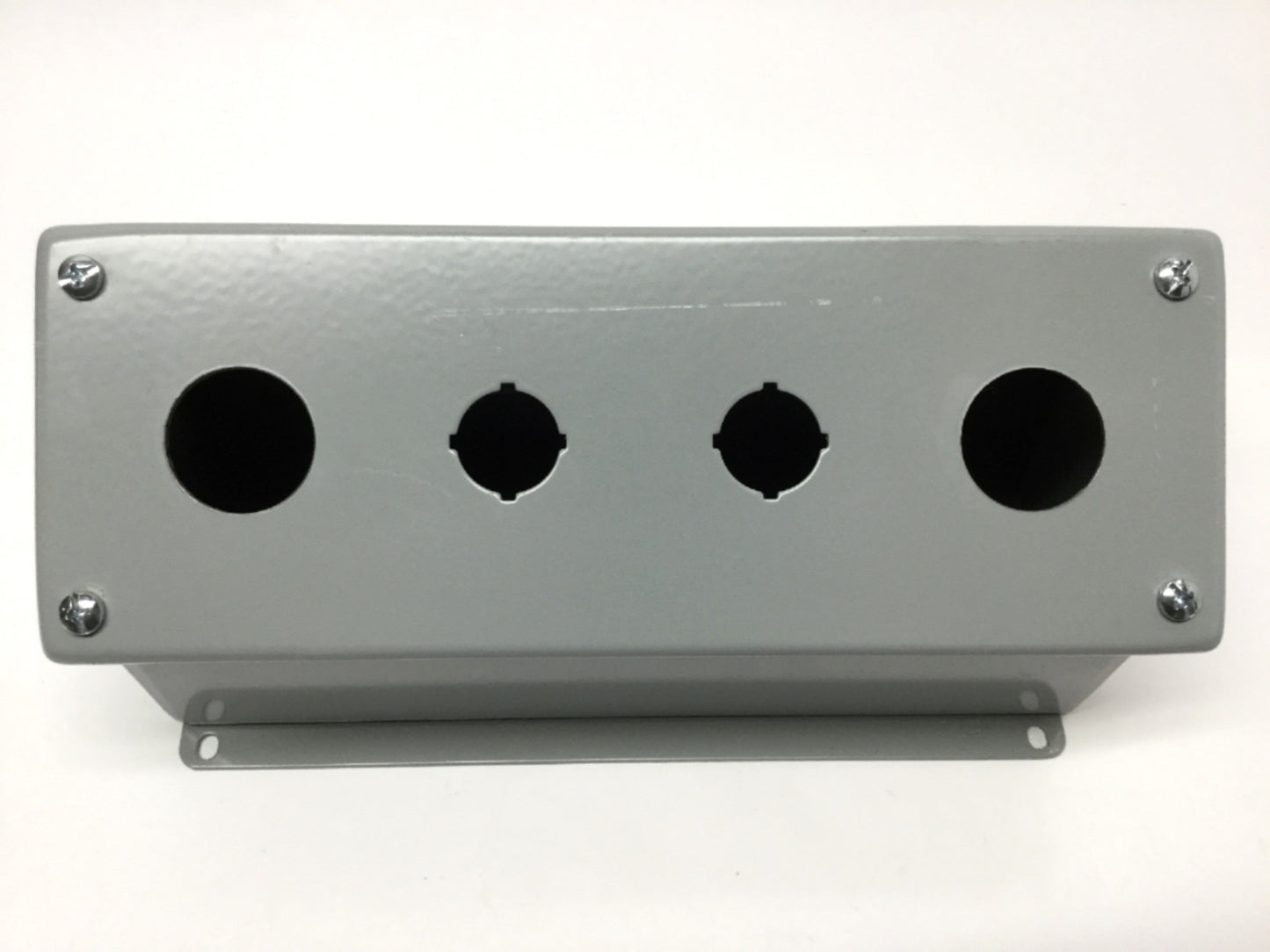 Used Hoffman E4PBAM Sloped Pushbutton Enclosure Box 4-Hole, Steel, Gray *Modified*