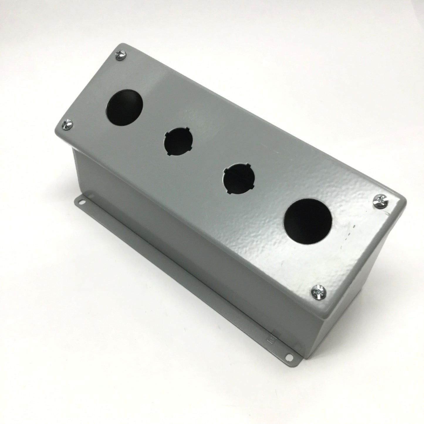 Used Hoffman E4PBAM Sloped Pushbutton Enclosure Box 4-Hole, Steel, Gray *Modified*