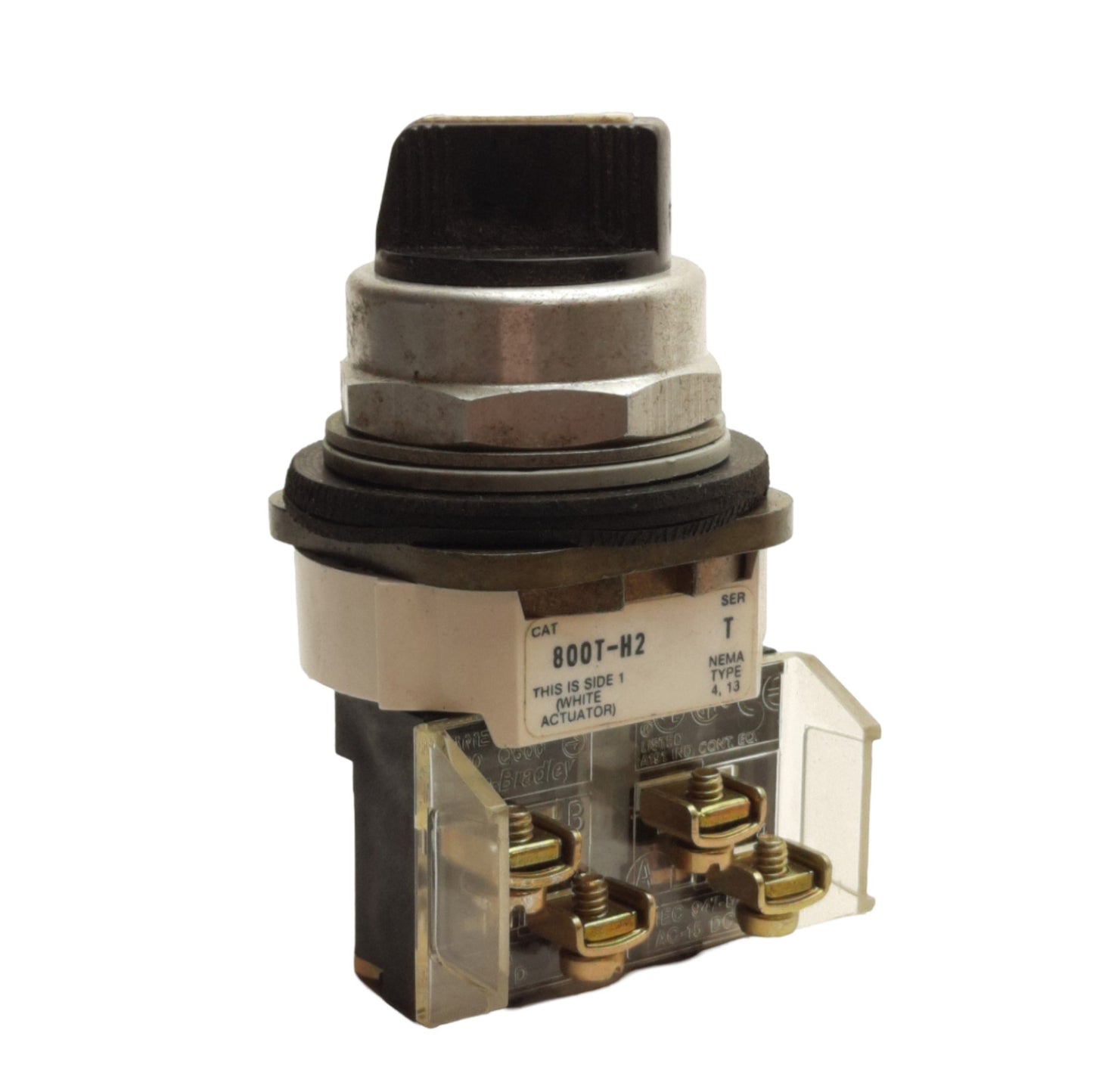 Used Allen Bradley 800T-H2 Selector Switch 2-Position Rotary Maintained Knob, 1NO-1NC