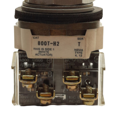 Used Allen Bradley 800T-H2 Selector Switch 2-Position Rotary Maintained Knob, 1NO-1NC