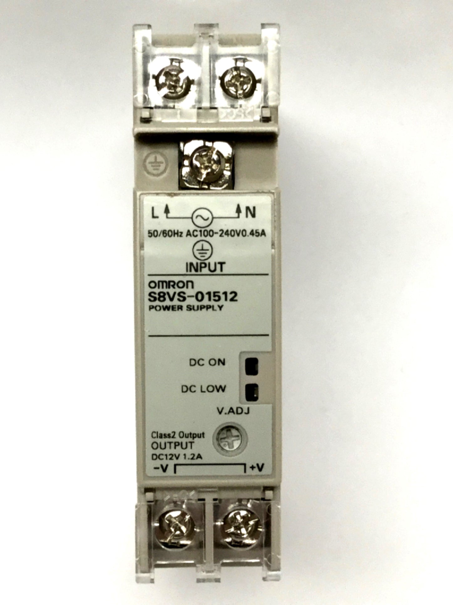 Used Omron S8VS-01512 /ED2 DIN Rail Power Supply 100-240VAC In, 12VDC 1.2A Output
