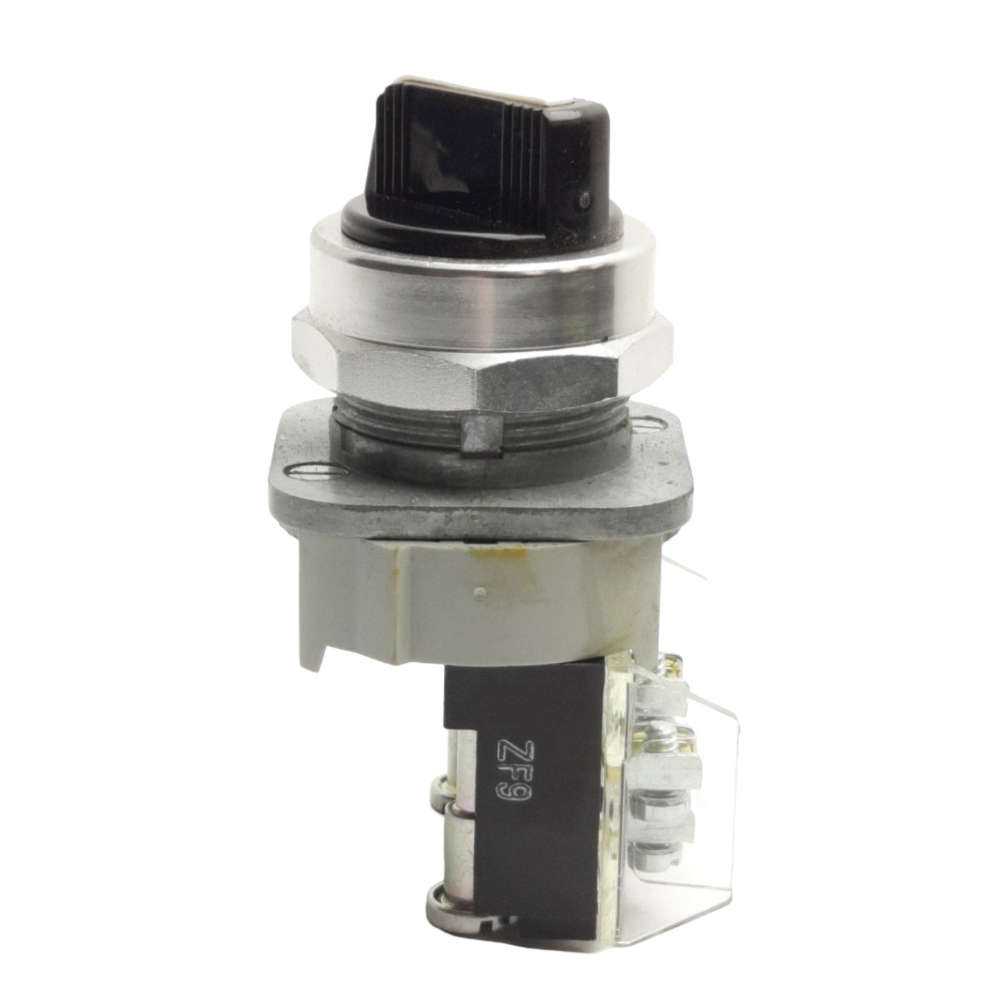 Used Allen Bradley 800T-J2 Selector Switch, 3-Position Maint., 30mm, 1NO & 1NC