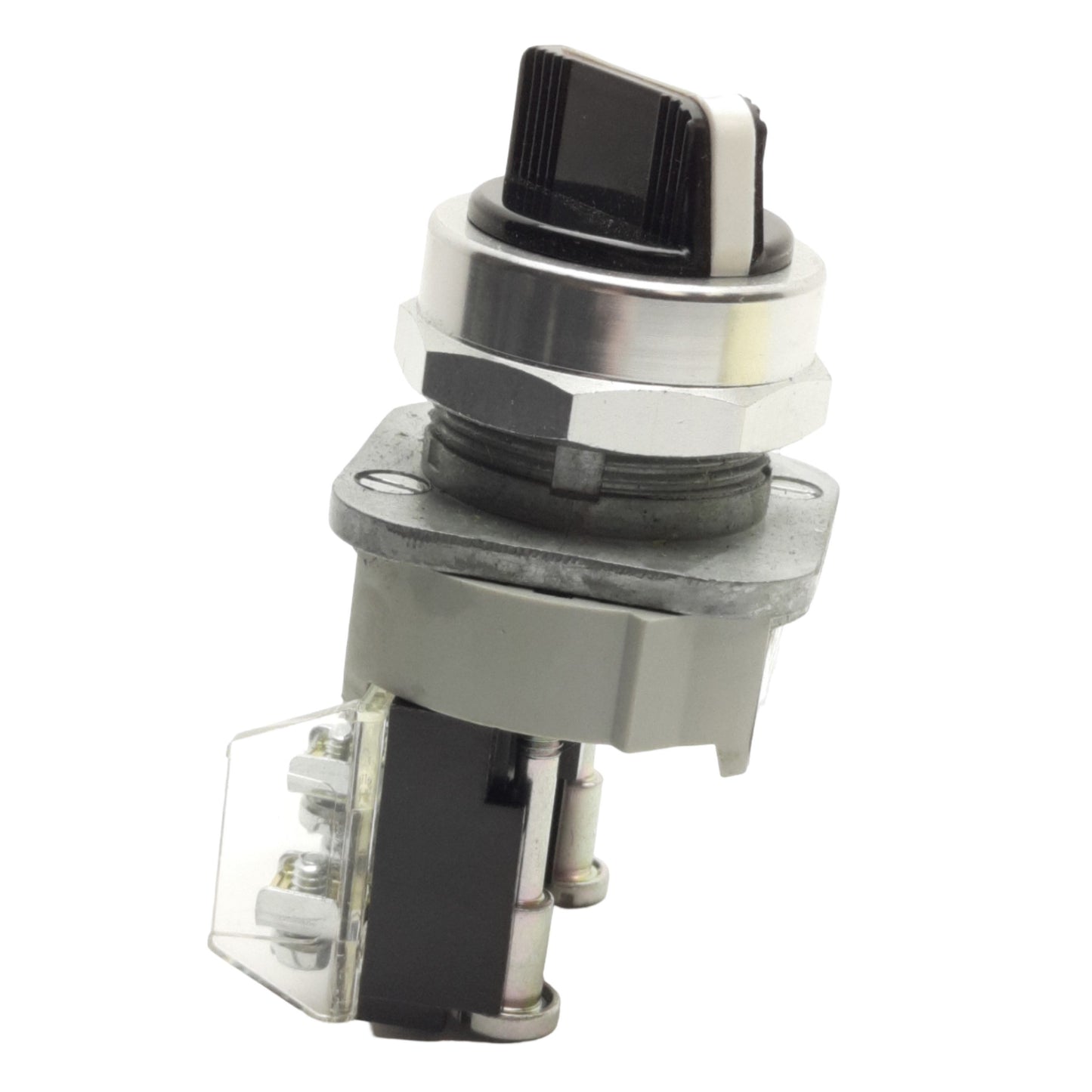 Used Allen Bradley 800T-J2 Selector Switch, 3-Position Maint., 30mm, 1NO & 1NC