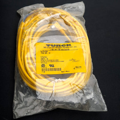 New Turck PKW 3M-10 Sensor Cordset, Right Angle 3-Pin M8 Female Picofast, 10ft Long