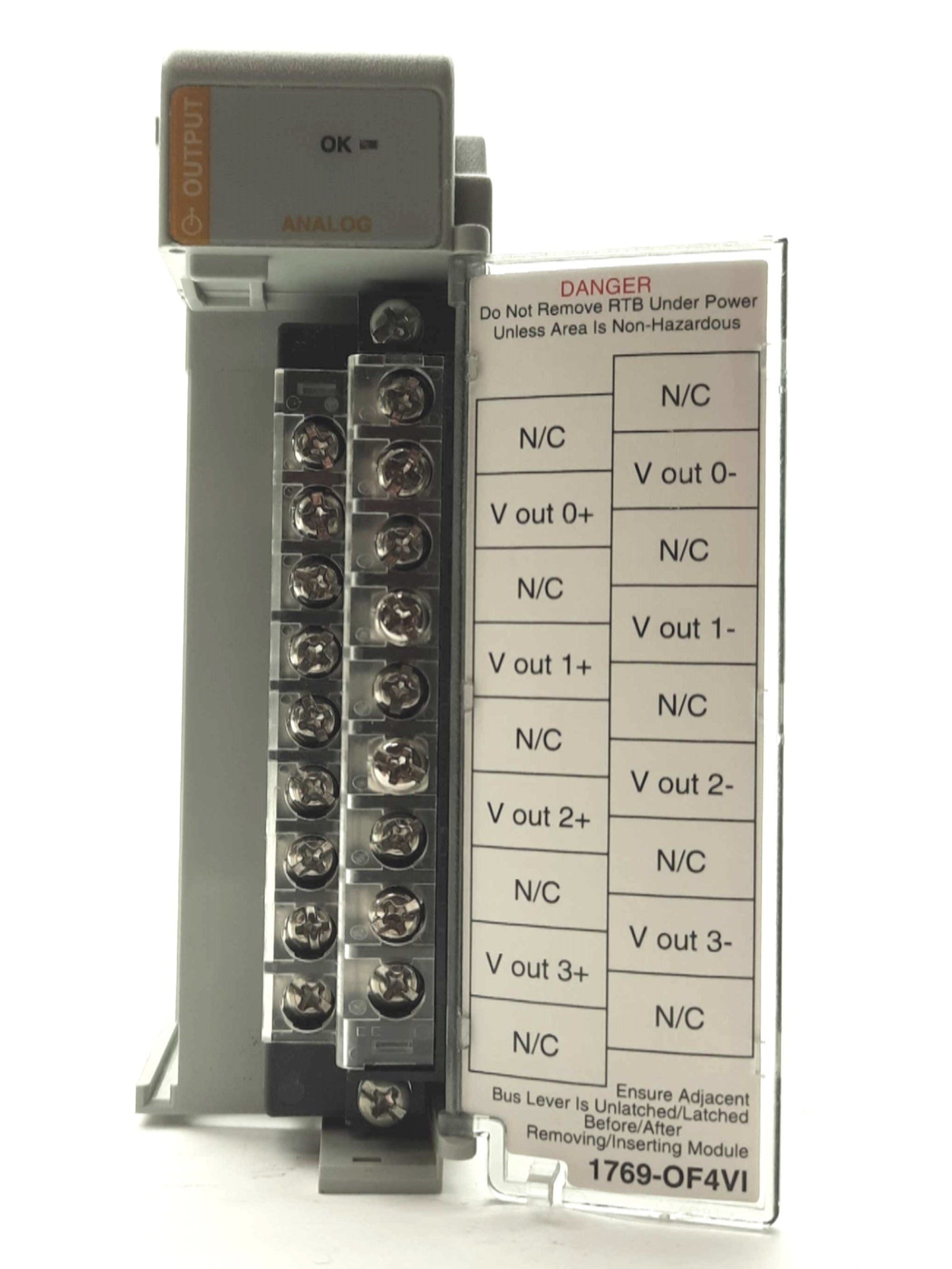 Used Allen Bradley 1762-OF4VI Ser A Rev 2 Isolated Analog Output Module, 4pt, ±10VDC