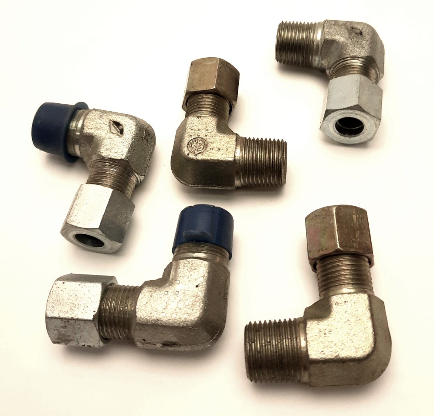 Used Lot of 5 Eaton 7405x6x6 WeatherHead Ermeto Male Elbow, 3/8" NPT to 3/8" Flareles