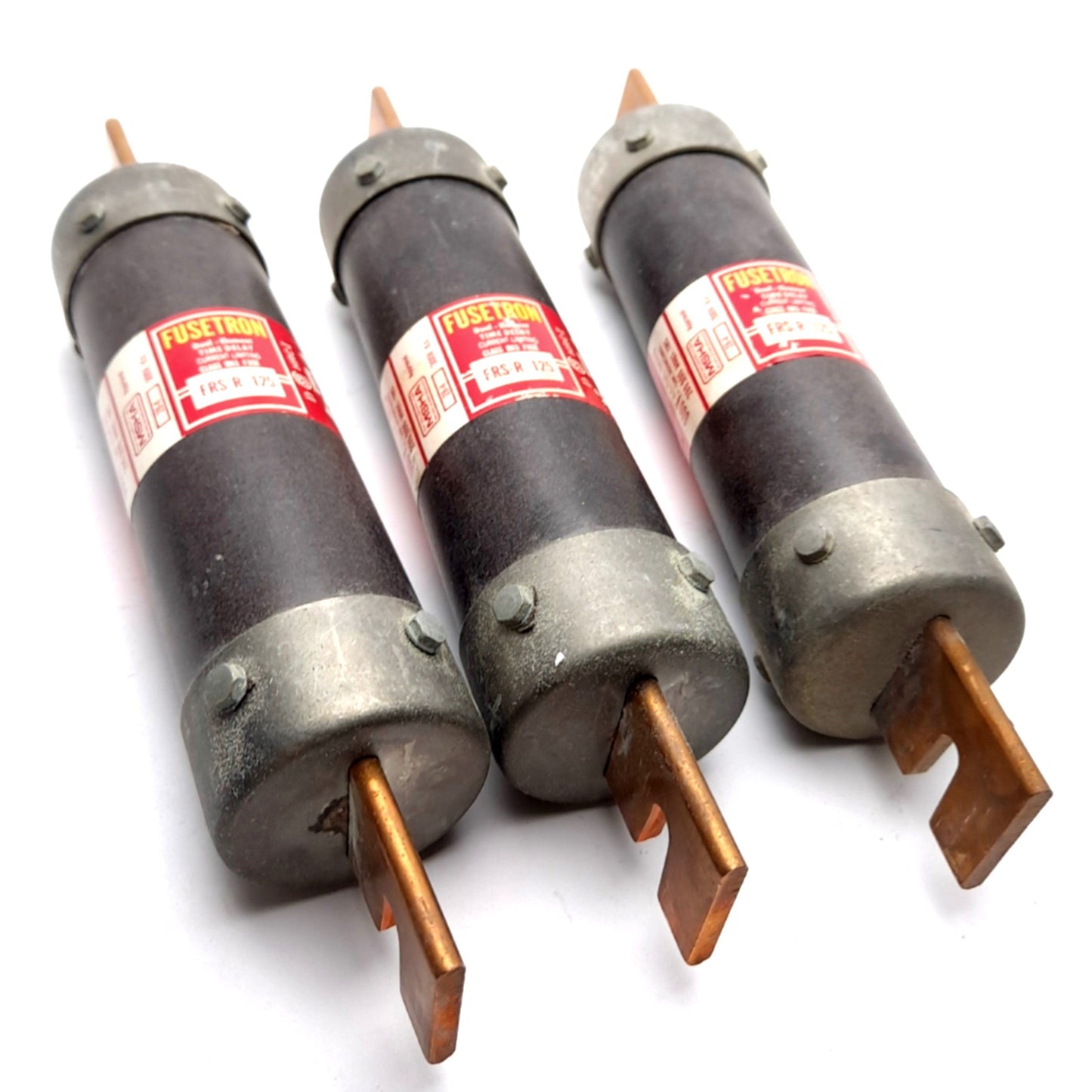 Used Lot of 3 Bussmann FRS-R125 Time Delay Fuse, Rating: 125A 600VAC, Class RK5