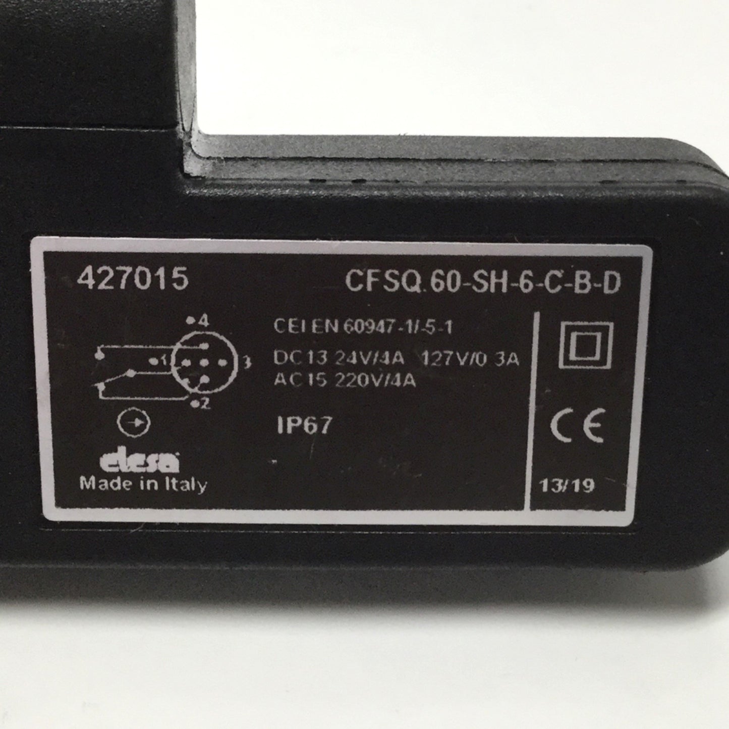 Used Elesa CFSQ.60-SH-6-C-B-D 427015 Hinged Safety Interlock Switch SPDT 400VAC 4A