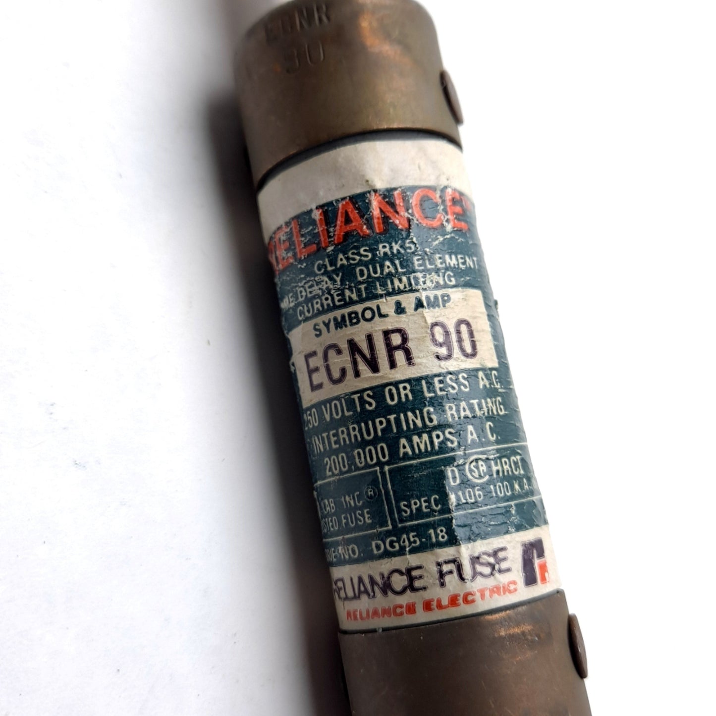 Used Lot of 2 Reliance ECNR 90 Time Delay Fuse, Rating: 90A 250VAC, Class RK5