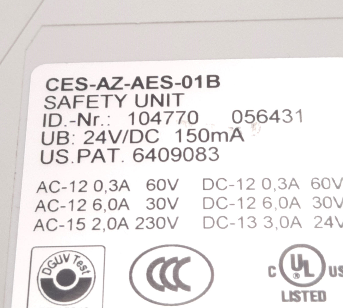 Used Euchner CES-AZ-AES-01B Evaluation Unit 150mA 24V DC, Floating Relay Output 20mA