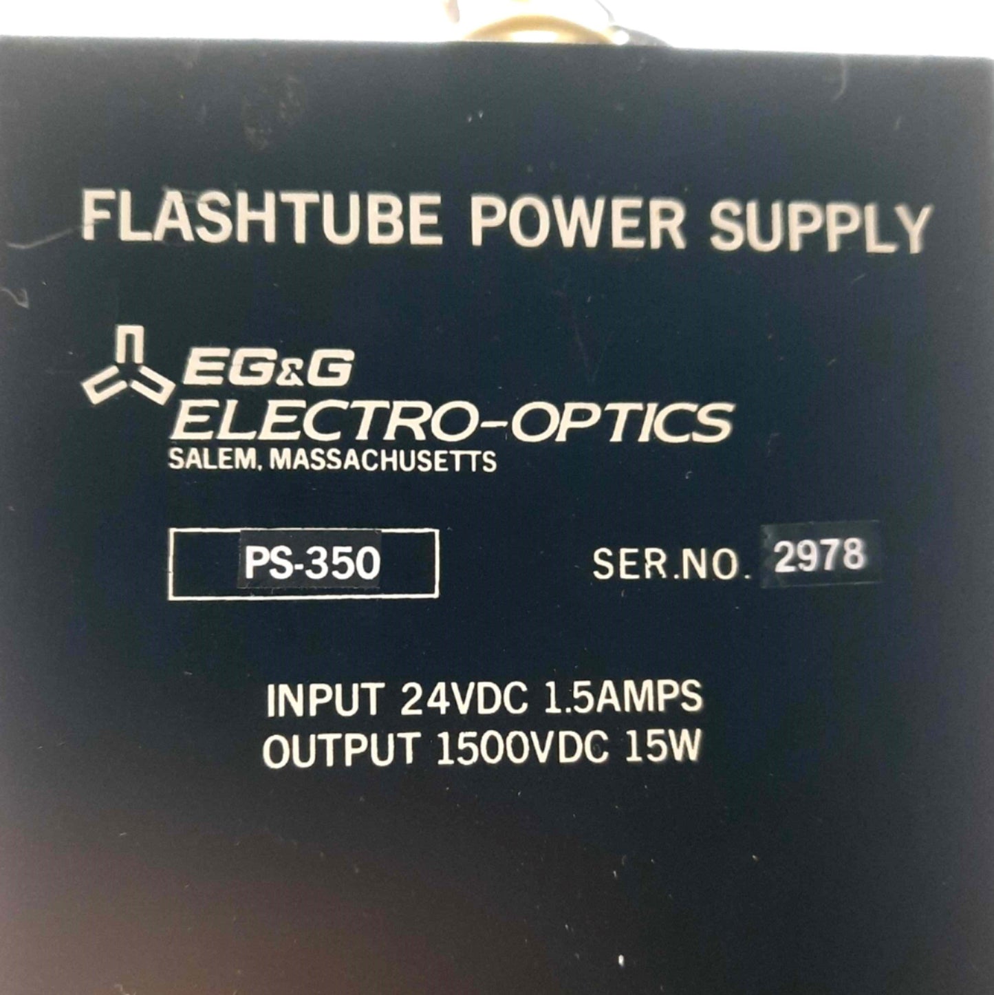 Used EG&G PS-350 Flashtube Power Supply, 24VDC 1.5A to 1500VDC 15W