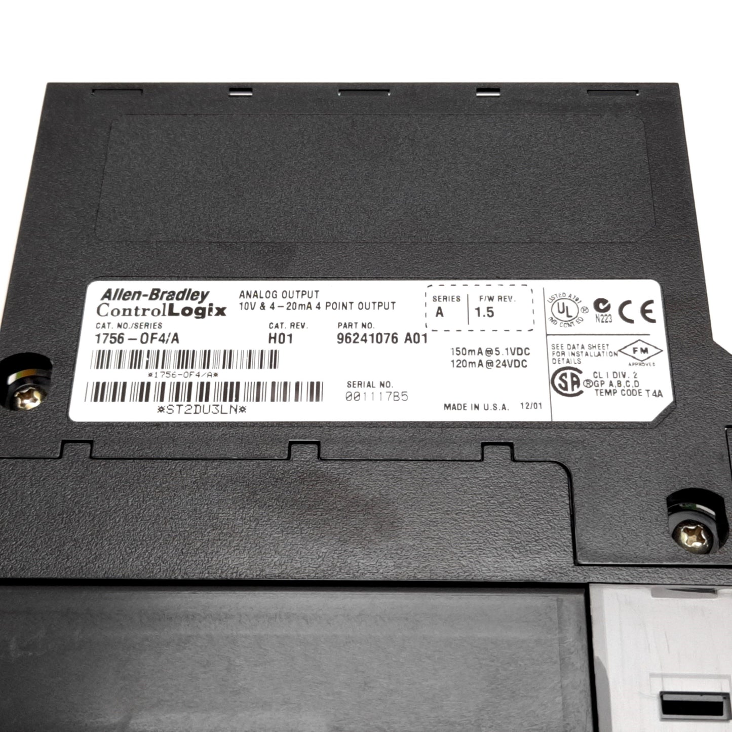 Used Allen Bradley 1756-OF4/A H01 ControlLogix Analog Output Module, 4-Point