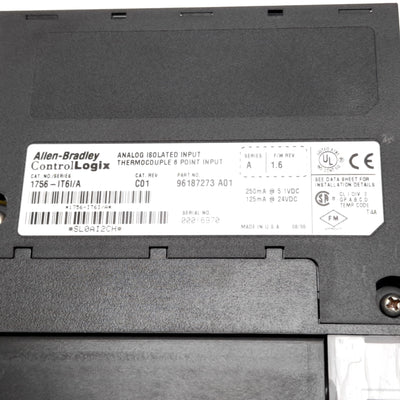 Used Allen Bradley 1756-IT6I/A C01 ControlLogix Thermocouple Analog Input Module
