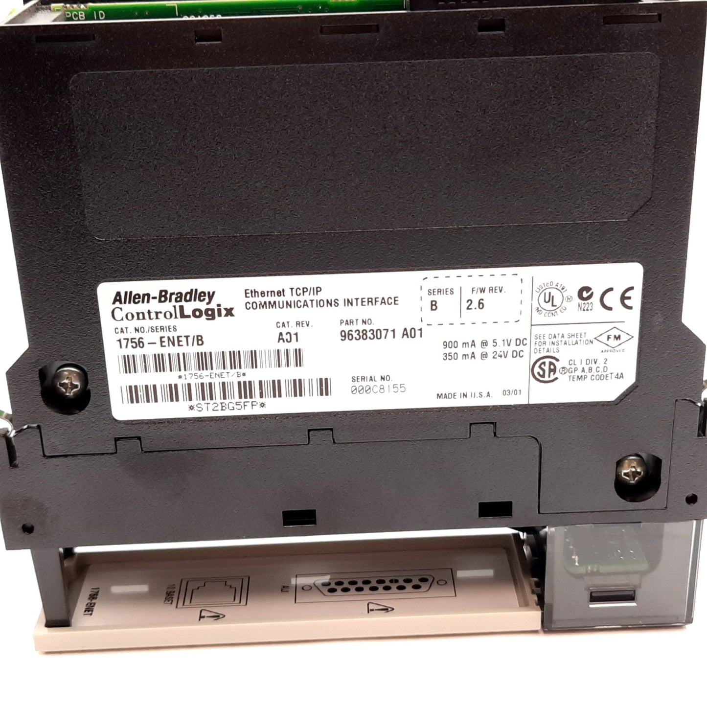 Used Allen Bradley 1756-ENET/B ControlLogix Ethernet TCIP/IP Communications Interface